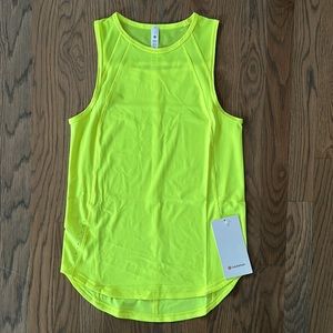 Lululemon Sculpt Tank Top sz 2 Women’s Back Vent Highlight Yellow Mesh Run Neon